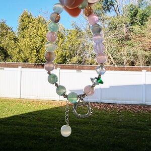 Pastel Beaded Bracelet with Silver Accents